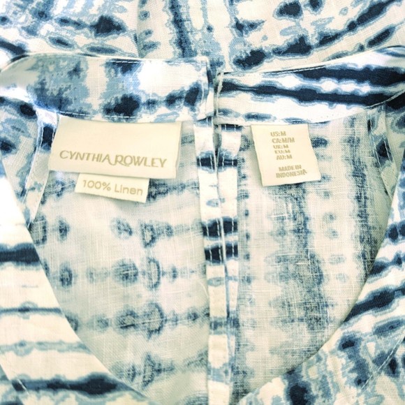 Cynthia Rowley Women's MED Blue 100% Linen Tie Dye Halter Neck Dress - Picture 6 of 8